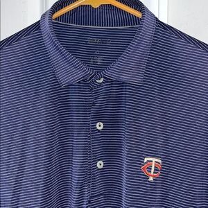 Johnnie-O Minnesota Twins Blue Pinstripe Poly/Spandex baseball Polo Golf Shirt
